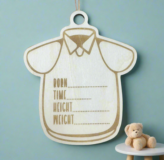 Newborn Baby Boy Birth Announcement Shirt  Wall Hanger