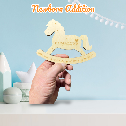 Newborn Birth Announcement Rocking Pony