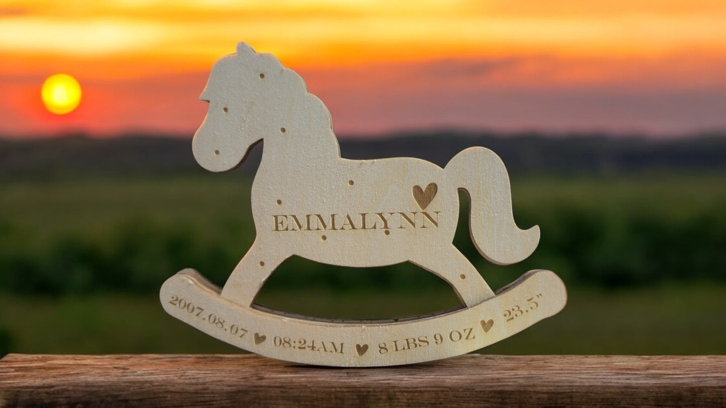 Newborn Birth Announcement Rocking Pony