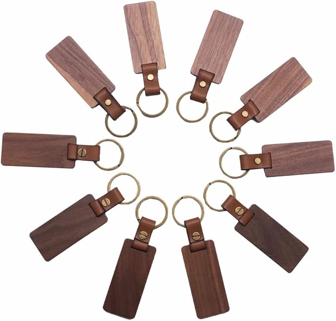 Keychain Wood Walnut Keychain Keyring Customized KeyChain