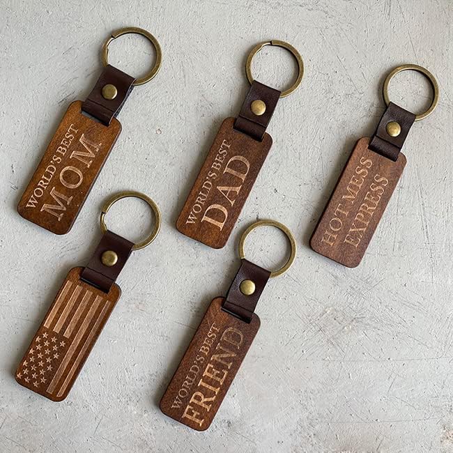 Keychain Wood Walnut Keychain Keyring Customized KeyChain